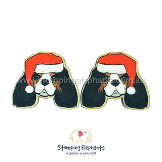 CAVALIER KING CHARLES SPANIEL TRI COLOURED CHRISTMAS EARRINGS