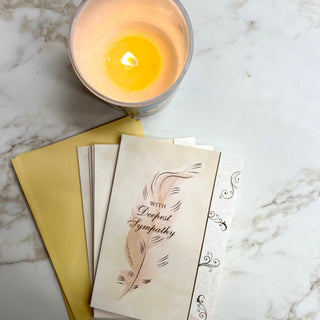 DEEPEST SYMPATHY CARD WITH FEATHER