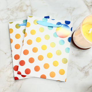 GIFT BAG - WHITE WITH COLOURFUL DOTS