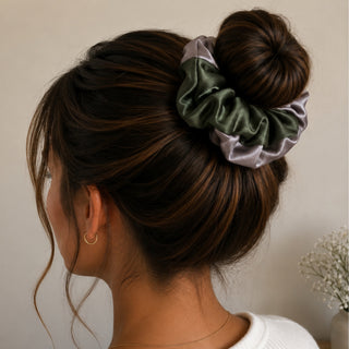 TWO TONED GREEN - HAIR SCRUNCHIE