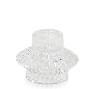 CLEAR- DOUBLE SIDED CANDLE HOLDER SHORT