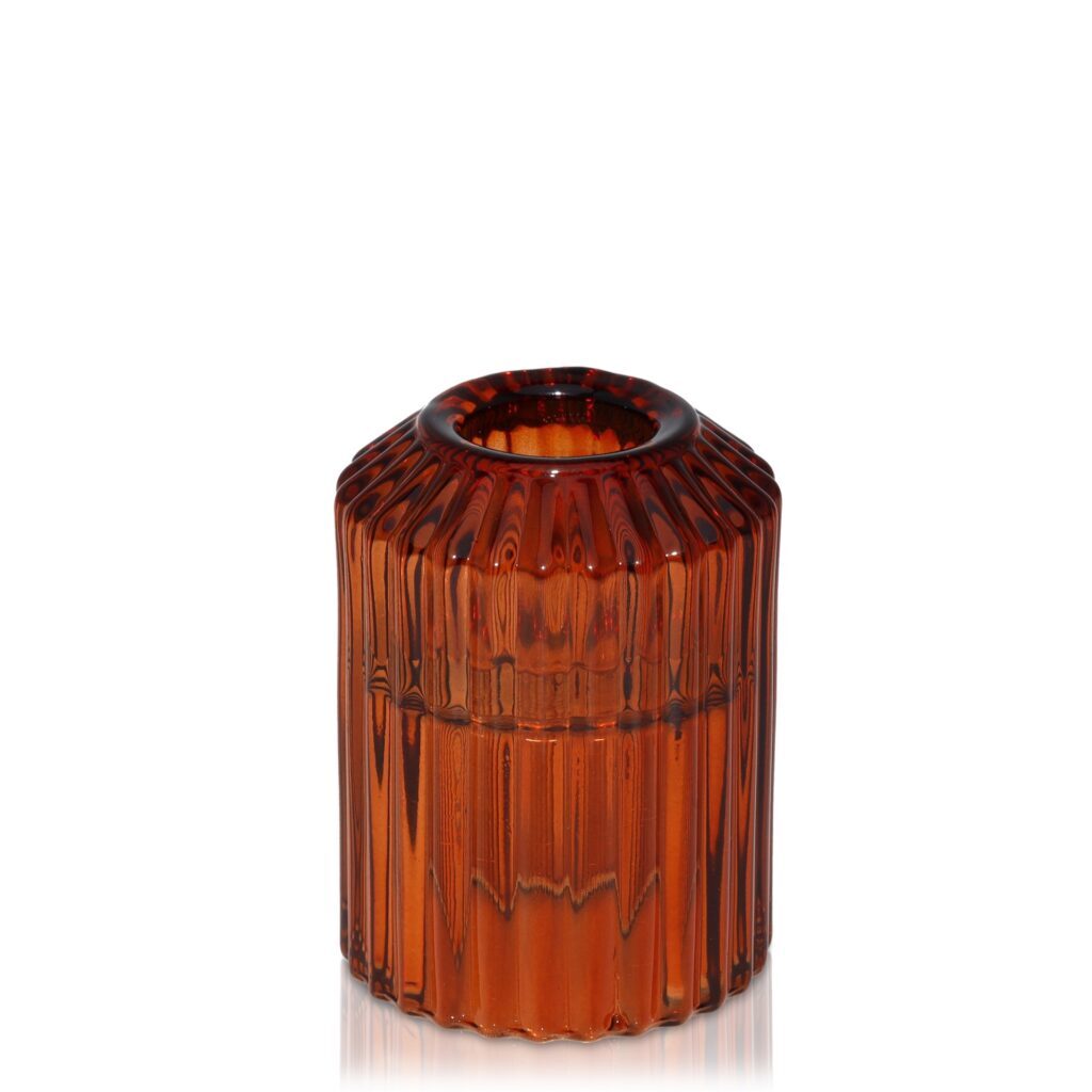 ROUNDED DOUBLE SIDED CANDLE HOLDER (AMBER)